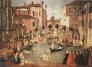 Gentile Bellini Miracle of the Cross on San Lorenzo Brdge,late 1500 oil painting reproduction